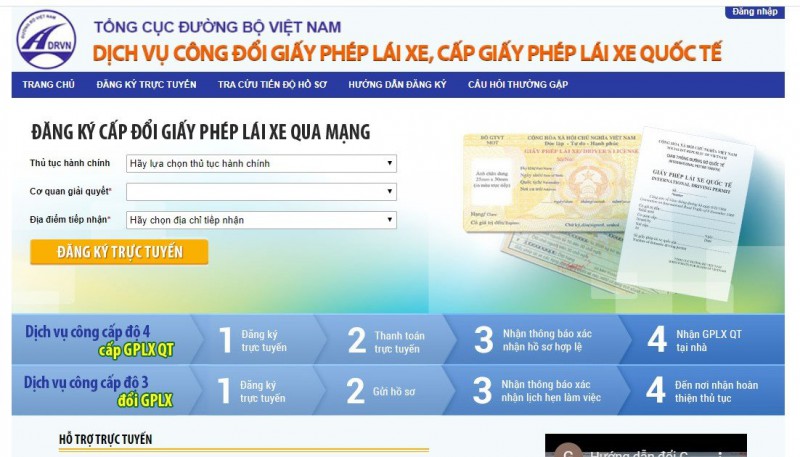 Dịch vụ công cấp đổi GPLX.