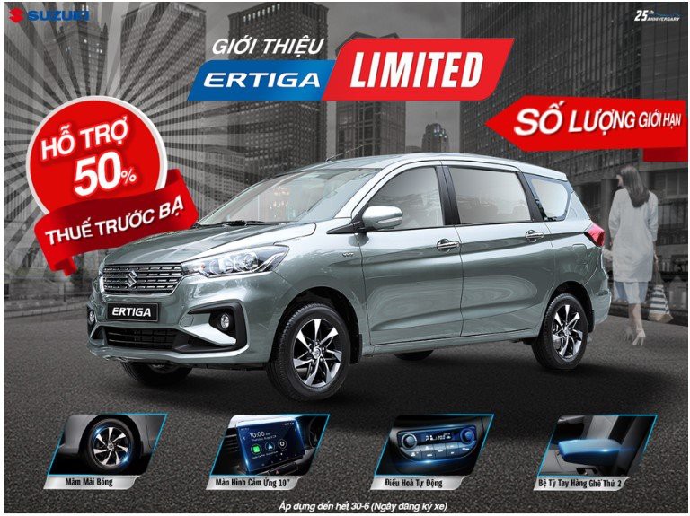 Suzuki Ertiga Limited áp dụng giảm 50% lệ phí trước bạ trong tháng 6/2020 1