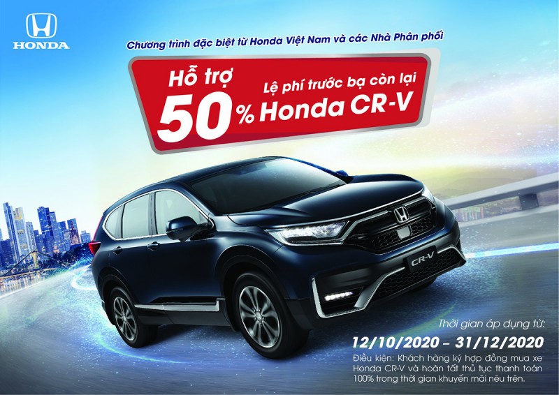 Honda CR-V nhận ưu đãi 50% phí trước bạ còn lại 1