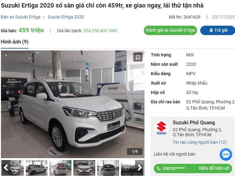 Suzuki Ertiga 2020 giảm giá tại đại lý 1