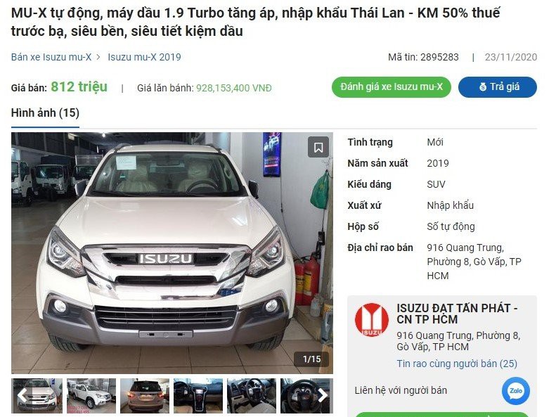 Isuzu mu-X giảm giá tại đại lý a2