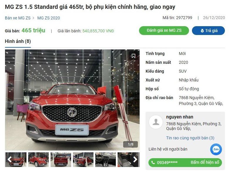 MG ZS 2020 giảm giá tại đại lý a1