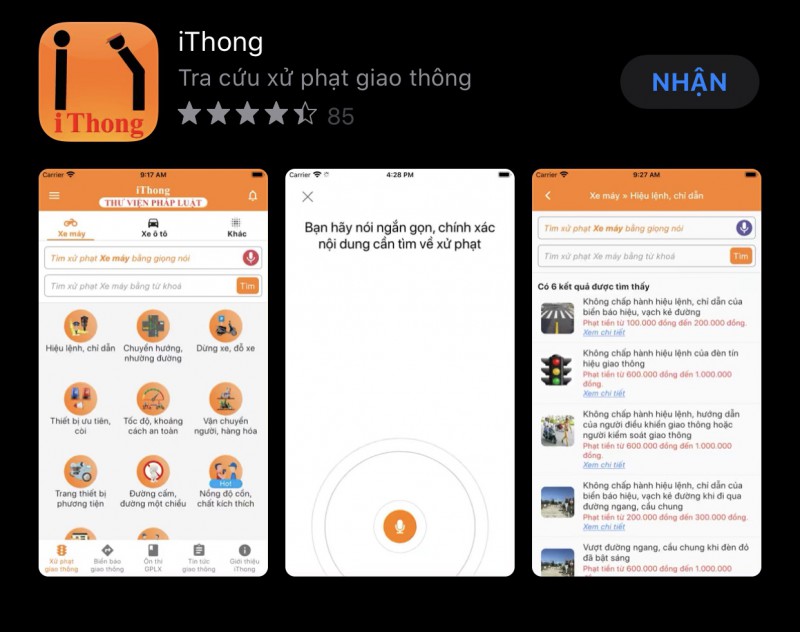  Ứng dụng iThong giúp người dùng dễ dàng tra cứu mức phạt vi phạm giao thông.