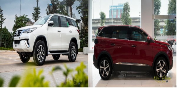 Thân xe Peugeot 5008 vàToyota Fortuner 2020.