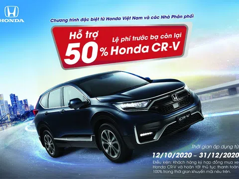 Giảm 100% phí trước bạ khi mua xe Honda CR-V từ nay đến cuối năm 2020