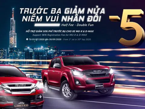 Xe nhập khẩu Isuzu D-Max và Mu-X giảm tới 50% lệ phí trước bạ từ tháng 7/2020