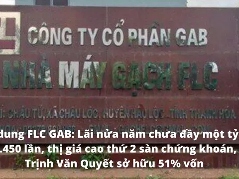 Chân dung FLC GAB: Lãi nửa năm chưa đầy một tỷ, P/E hơn 1.450 lần, thị giá cao thứ 2 sàn chứng khoán, ông Trịnh Văn Quyết sở hữu 51% vốn