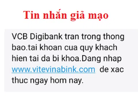 Cảnh báo hiện tượng lừa đảo mạo danh tin nhắn thương hiệu Vietcombank
