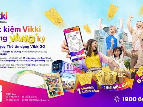 Trúng 10 lượng vàng khi gửi tiết kiệm cùng Ngân hàng Số Vikki