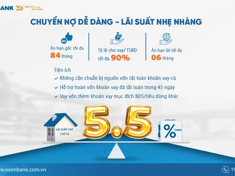 Chuyển nợ dễ dàng -  Lãi suất nhẹ nhàng cùng Eximbank