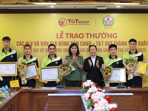T&T Group trao thưởng hơn 1,2 tỷ đồng cho CLB Bóng bàn CAND - T&T sau Giải vô địch bóng bàn quốc gia 2025