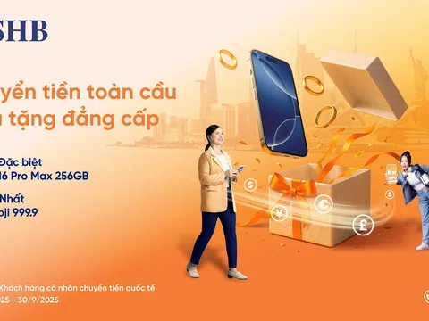 Cơ hội trúng iPhone 16 Pro max & vàng 999.9 khi chuyển tiền quốc tế tại SHB