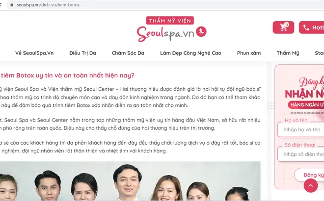Quản lý y tế tại TPHCM: Seoulspa.vn quảng cáo thông tin gây hiểu nhầm!