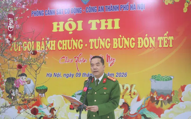 Phòng Cảnh sát cơ động Hà Nội sôi nổi tổ chức Hội thi gói bánh chưng, gìn giữ truyền thống đón Tết
