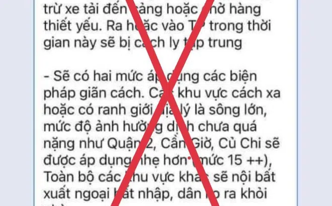 'Quyết định lock TP.HCM trong 10-15 ngày' là thông tin giả mạo
